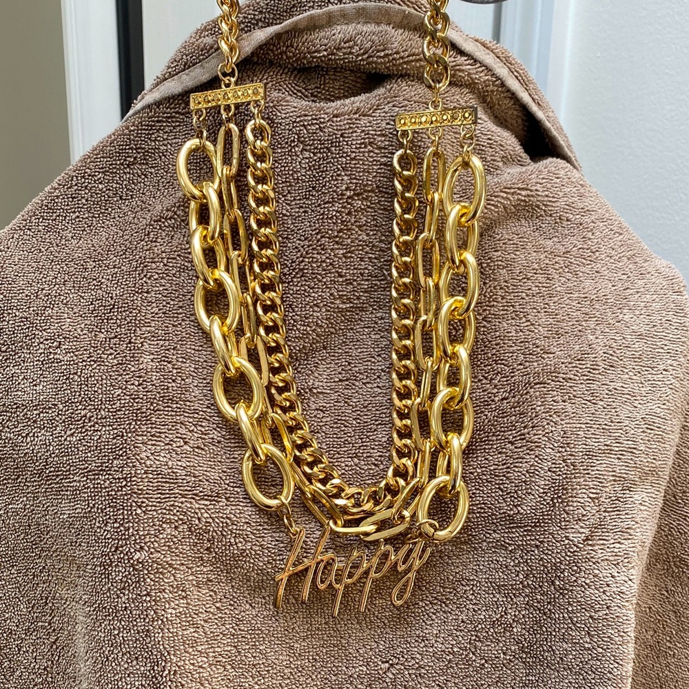 Bauble Bar 22” Gold tone Happy Necklace